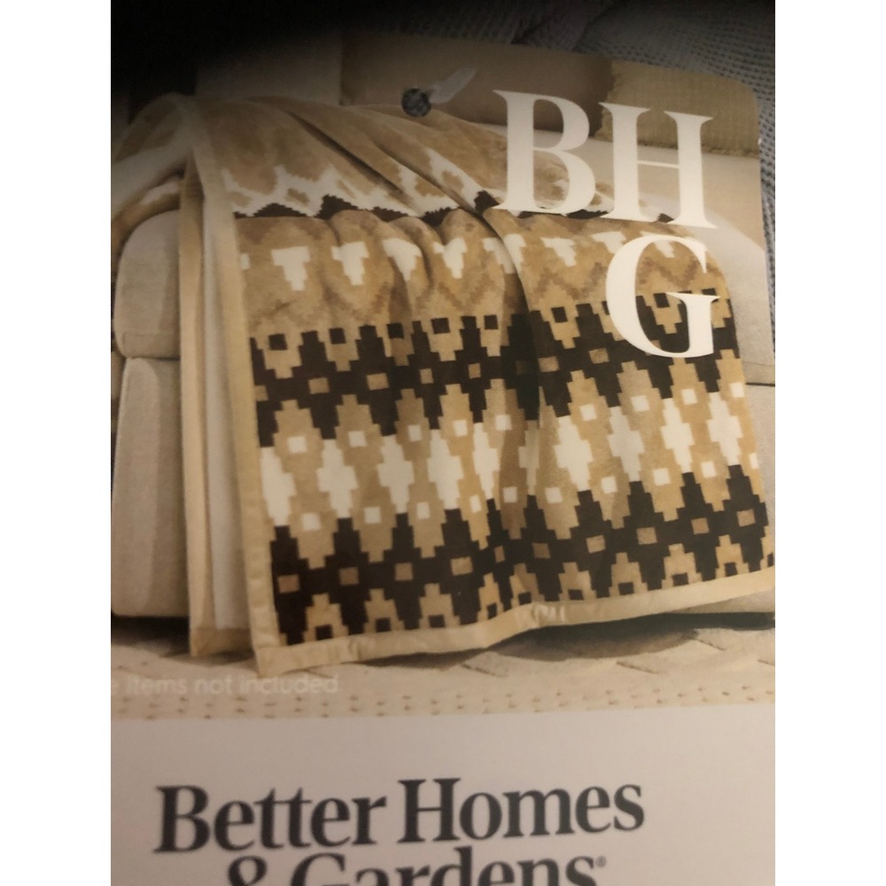 Better Homes & Gardens Oversized Velvet Plush Throw/Blanket Beige Aztec 50x72